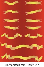 Gold banners set - vector illustration. Fully editable, easy color change.