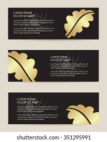 Gold banners set.Flyer design.Vector illustration.