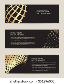 Gold banners set.Flyer design.Vector illustration.
