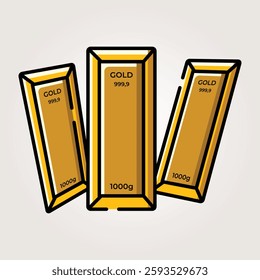 gold bar 999.9 pure of gold icon vector vintage illustration