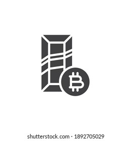 Gold bar and bitcoin vector icon. filled flat sign for mobile concept and web design. Cryptocurrency money glyph icon. Symbol, logo illustration. Vector graphics