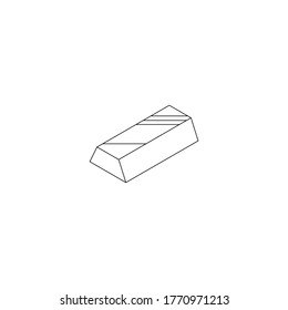 Gold Bar - Black Outline icon vector isometric. Flat style vector illustration.