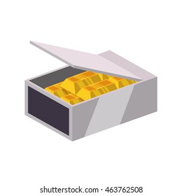 Gold bar block strongbox treasure icon. Isolated and flat illustration. Vector graphic
