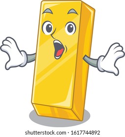 Gold bar cartoon character design on a surprised gesture