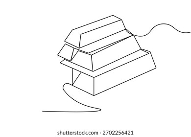 Dibujo de una línea continuo de barra de oro en estilo minimalista Ilustración vectorial de contorno aislado