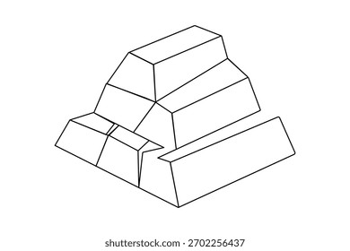 Dibujo de una línea continuo de barra de oro en estilo minimalista Ilustración vectorial de contorno aislado
