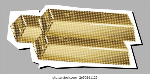 Barra de ouro pontilhado elemento de colagem pontilhado ponteiro em papel rasgado vetor, misturando riqueza e metais preciosos com uma estética artística, texturizada. Ideal para designs financeiros exclusivos, arte digital ou criatividade 