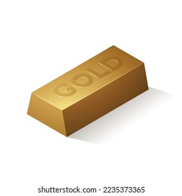 goldene Bar mit einprägtem Text einzeln auf weißem Hintergrund