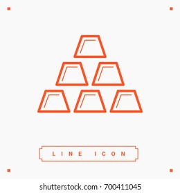 gold bar expensive metal line vector icon