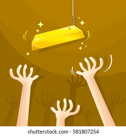 gold bar fishing. business concept. vector EPS10