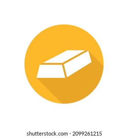 Gold bar flat icon with shadow