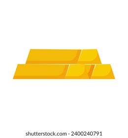 Gold bar flat illustration on isolated background