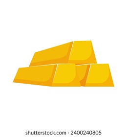 Gold bar flat illustration on isolated background