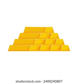 Gold bar flat illustration on isolated background