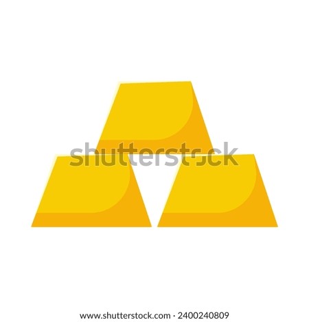 Gold bar flat illustration on isolated background