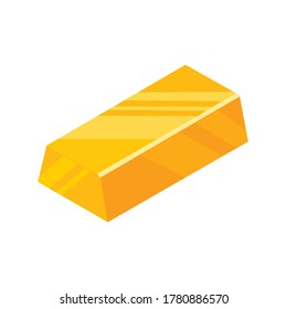 Ilustración isométrica de estilo plano de barra de oro. Finanzas, Negocios, barra de oro plana. Ilustración de dinero vectorial eps-10.