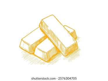 Gold Bar hand drawn sketch vector