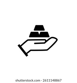 gold bar in hand solid icon vector design good for web or mobile app