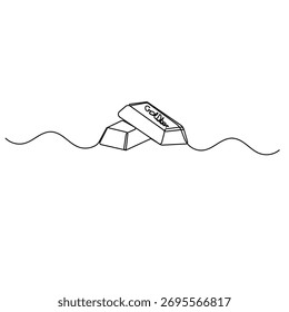 Gold bar icon  continuous one line drawing  outline vector illustration