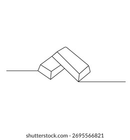 Gold bar icon  continuous one line drawing  outline vector illustration
