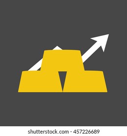 Gold bar icon, flat design vector illustration.