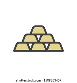 gold bar icon in flat style isolated. Vector Symbol illustration.