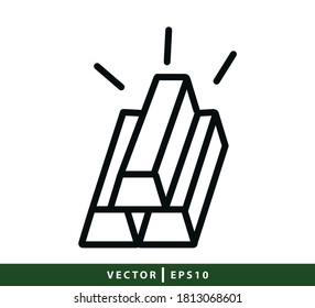Gold bar icon flat style trendy illustration