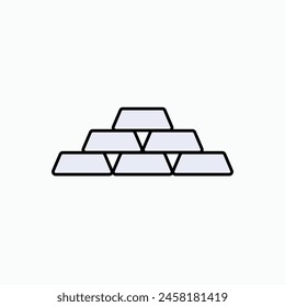 Gold Bar Icon. Mine Commodity. Assets, Investments Symbol. 