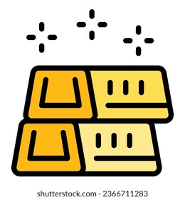 Goldbarren-Symbol-Umrandungsvektor. Mein Spiel. Kohlenkorb-Farbe flach