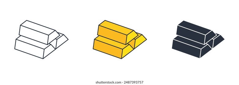 Gold Bar Icon symbol vector illustration isolated on white background