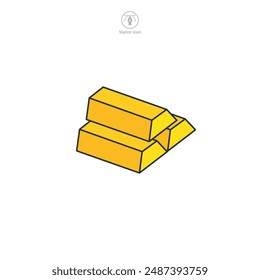 Gold Bar Icon symbol vector illustration isolated on white background