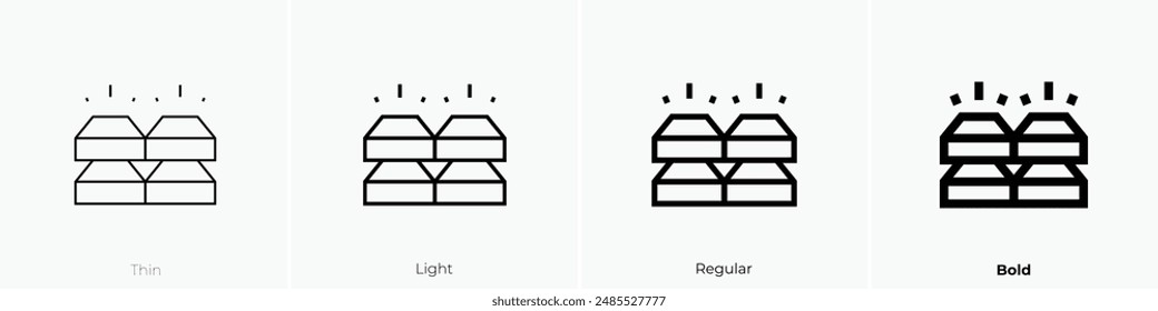 gold bar icon. Thin, Light Regular And Bold style design isolated on white background