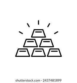 Gold bar icon vector illustration. Brick pyramid on isolated background. Stack gold concept.