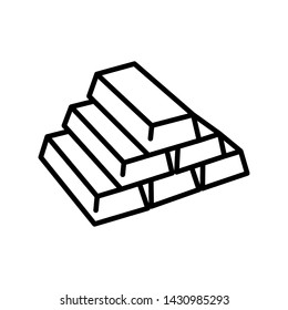 Gold bar icon vector on white background
