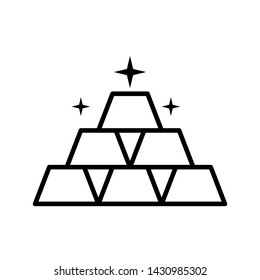 Gold bar icon vector on white background