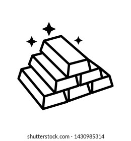 Gold bar icon vector on white background