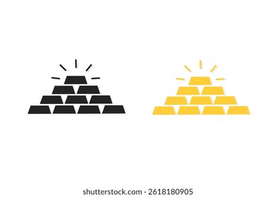 gold bar icon vector or simple gold bar icon isolated on white background.