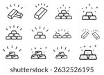 Gold bar icons set vector design template in white background . vector	