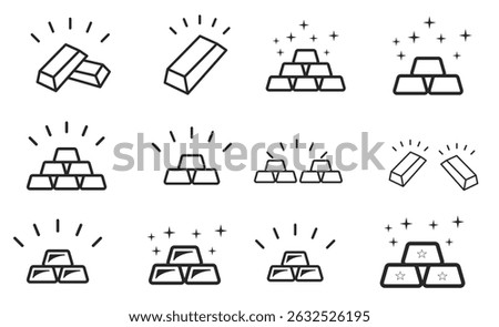Gold bar icons set vector design template in white background . vector	