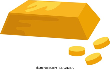 Gold bar, illustration, vector on white background.