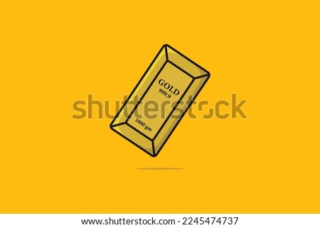 Gold Bar or Ingot vector illustration. Banking business object icon concept. Gold bar isolated cartoon vector design in flat style with shadow on orange background.