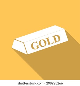 gold bar isolated on long shadow