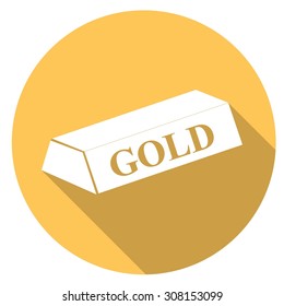 gold bar isolated on long shadow