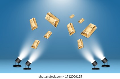 Gold bar isolated on transparent background.	