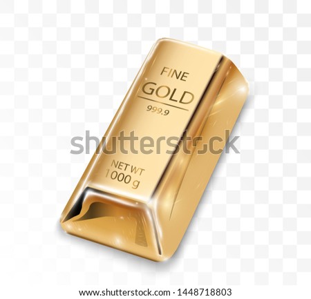 Gold bar isolated on transparent background.
