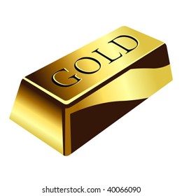 Gold bar isolated over square white background