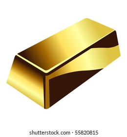 Gold bar isolated over white square background