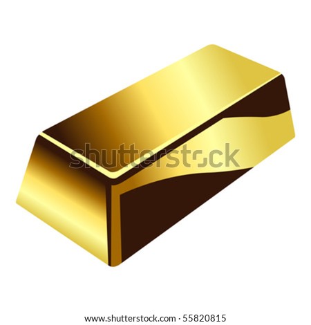 Gold bar isolated over white square background