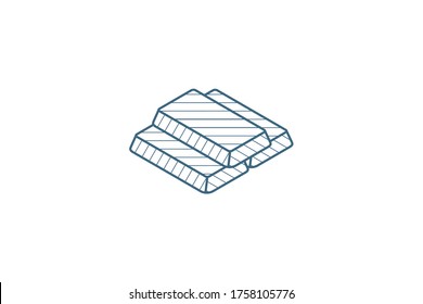 gold bar isometric icon. 3d vector illustration. Isolated line art technical drawing. Editable stroke