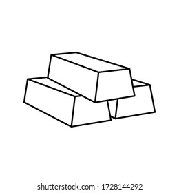Gold bar line icon vector on white background